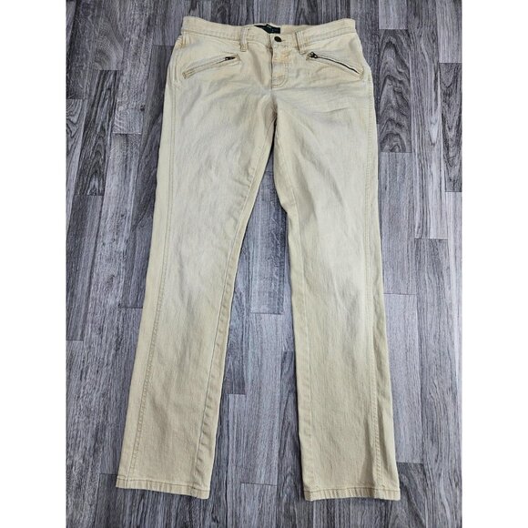 Lauren Ralph Lauren Jeans Womens 8 Beige Straight Leg Zip Pocket Classic Pants - Picture 1 of 11